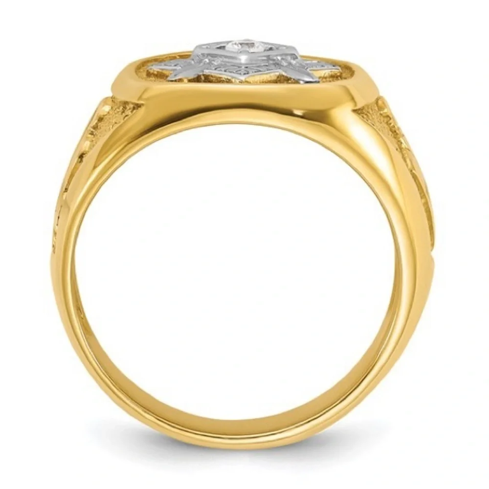 14k with White Rhodium Men's Diamond Blue Lodge Master Masonic Ring